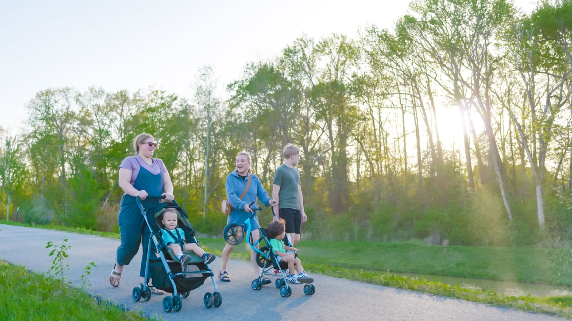 families walking on trails in Chaffee Crossing